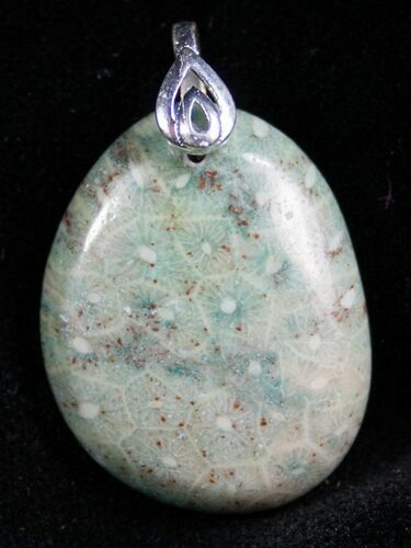 Green Fossil Coral Pendant - Million Years Old #7702